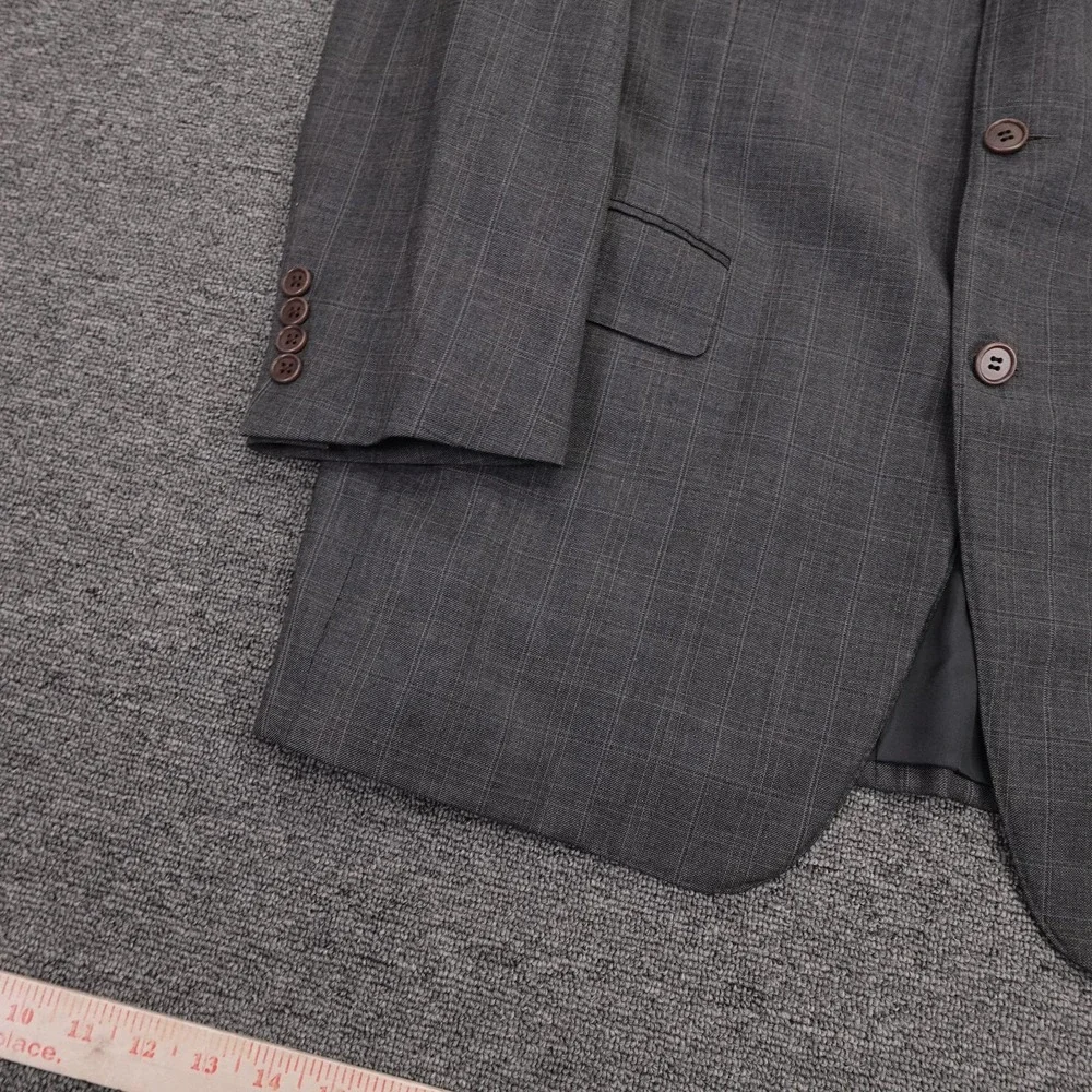 Canali Blazer Mens 42 IT 52 Gray Check Wool 3 Button Sport Coat Made Italy